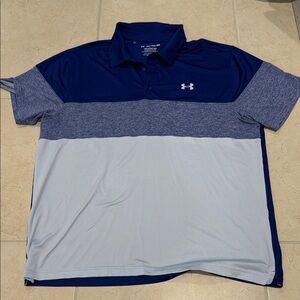 Under Armour Men’s Navy, Heather Blue & Light Gray Colorblock Polo